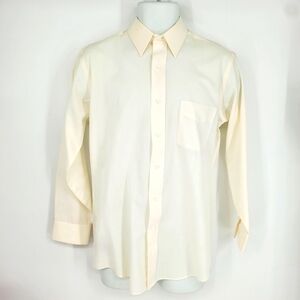 Stafford Mens Travel Easy-Care Broadcloth Stretch Fitted Dress Shirt Size 15